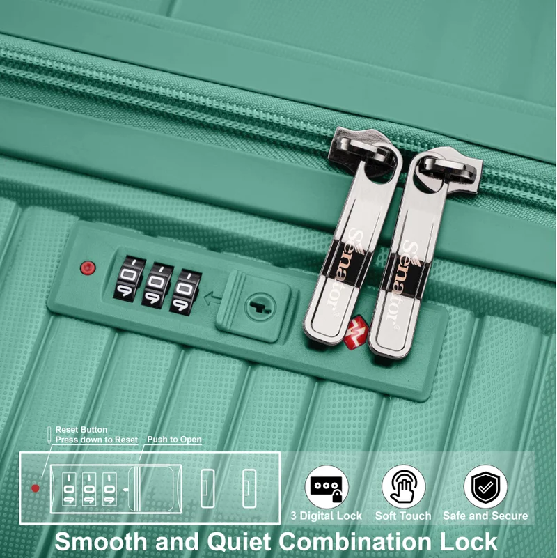 Senator  unisex pp fashion trolley luggage set lightweight hard-shell spinner luggage with 4 double spinner wheel and 3-digit combination lock kh1010 green  | Best Price UAE